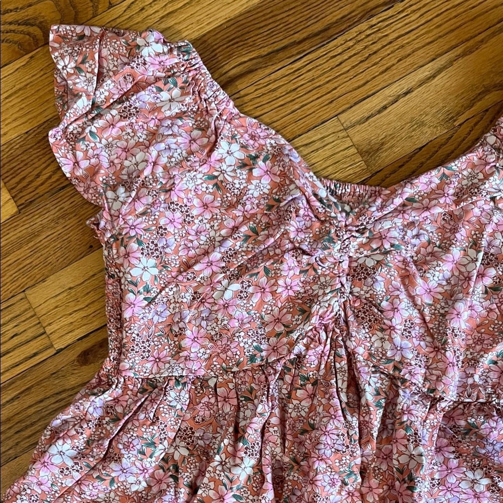 Japna Pink Floral Flutter Sleeve Peasant Top - Picture 2 of 5